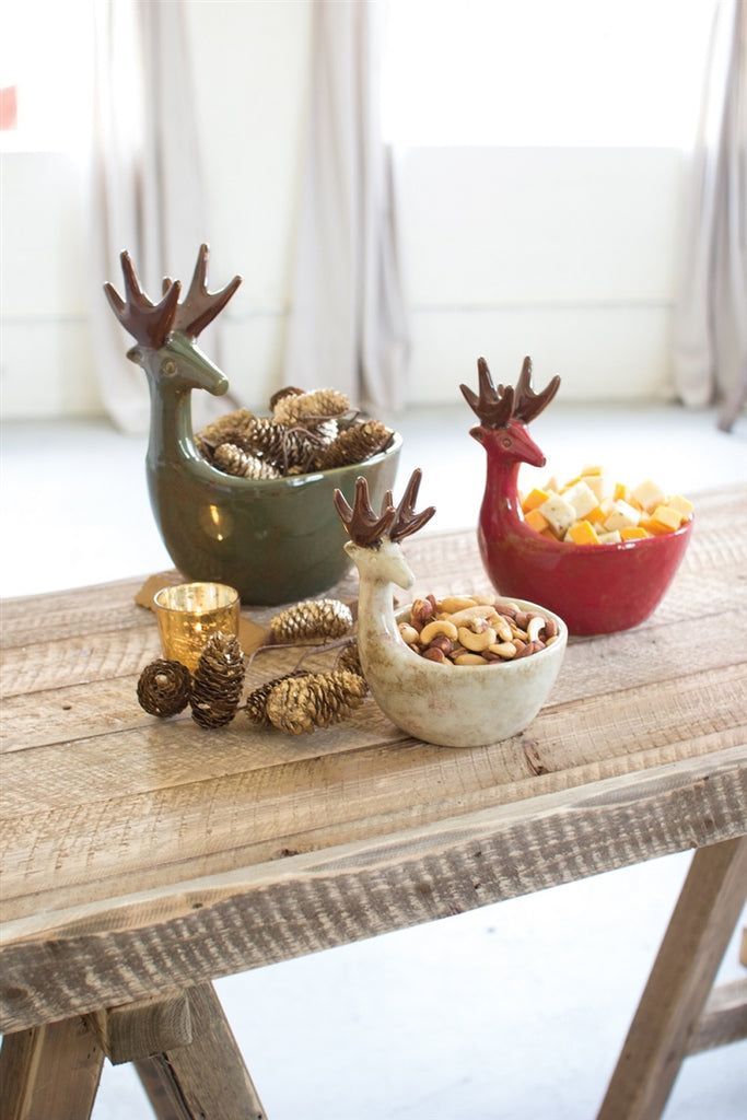 Ceramic Deer Bowls - Set of 3