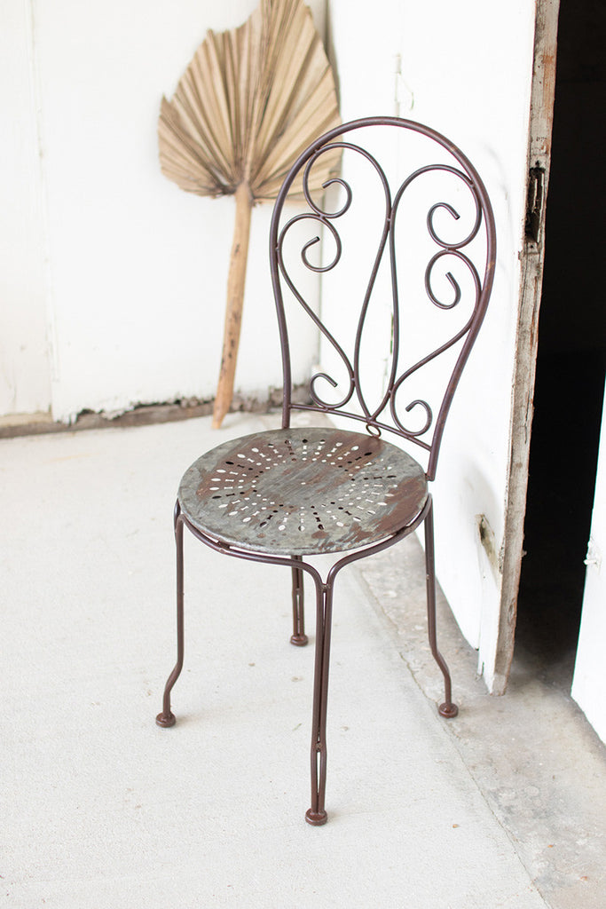 rustic metal bistro chair
