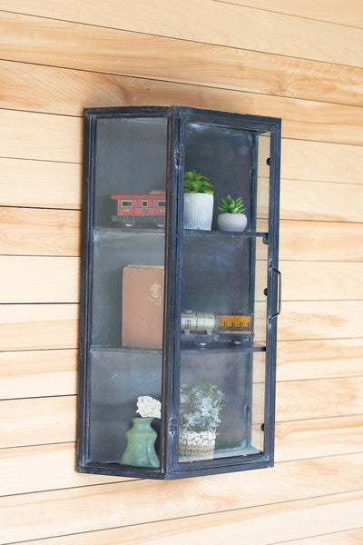 metal wall cabinet with glass door