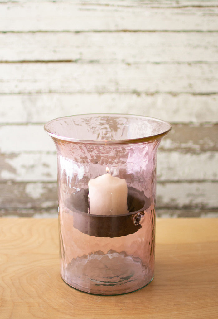 Original Lilac Candle Cylinder With Rustic Inserts - Small