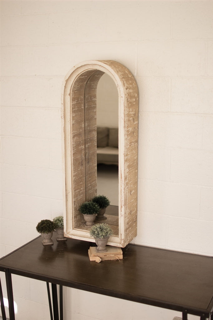 Wooden Arched Frame Mirror