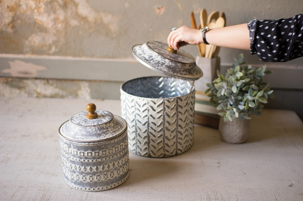 Pressed Tin Canister - Set of 2