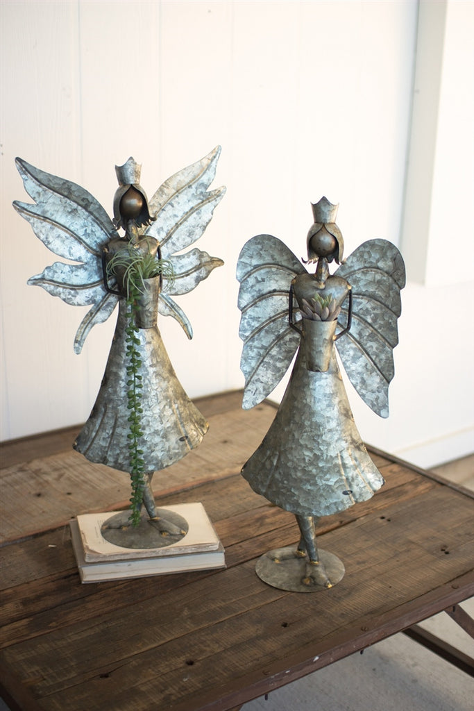 Tall Galvanized Angels - Set of 2