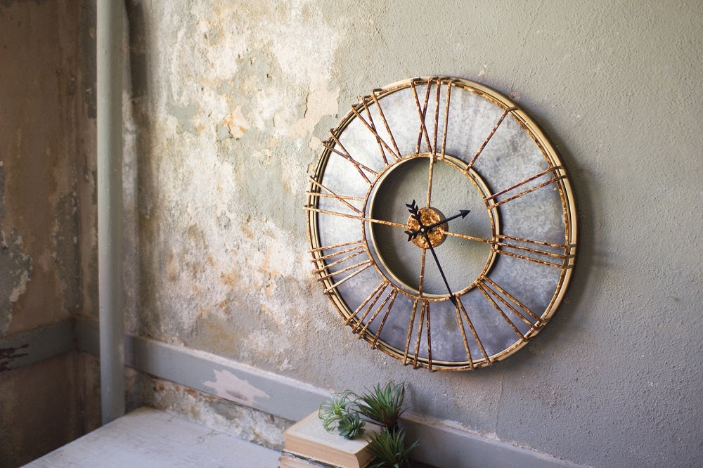 Metal Wall Clock With Roman Numerals