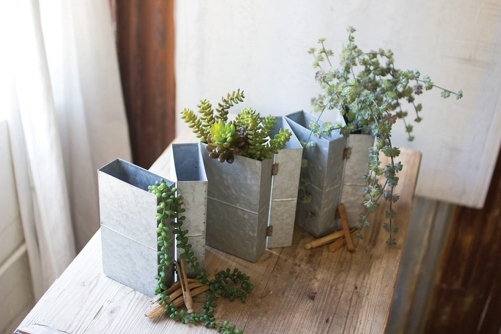 Six Folding Galvanized Flower Boxes