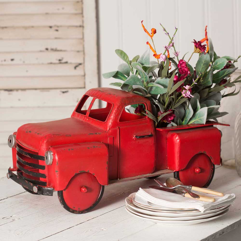 Old Time Red Truck Garden Planter