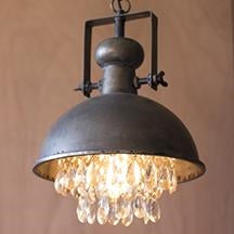 Metal Pendant Lamp With Hanging Glass Gems