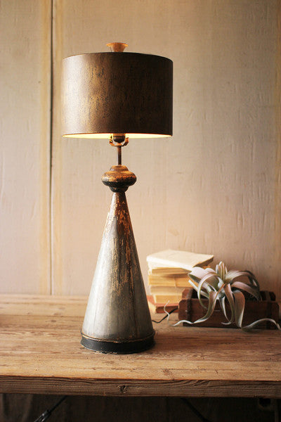 table lamp with metal bases and shade
