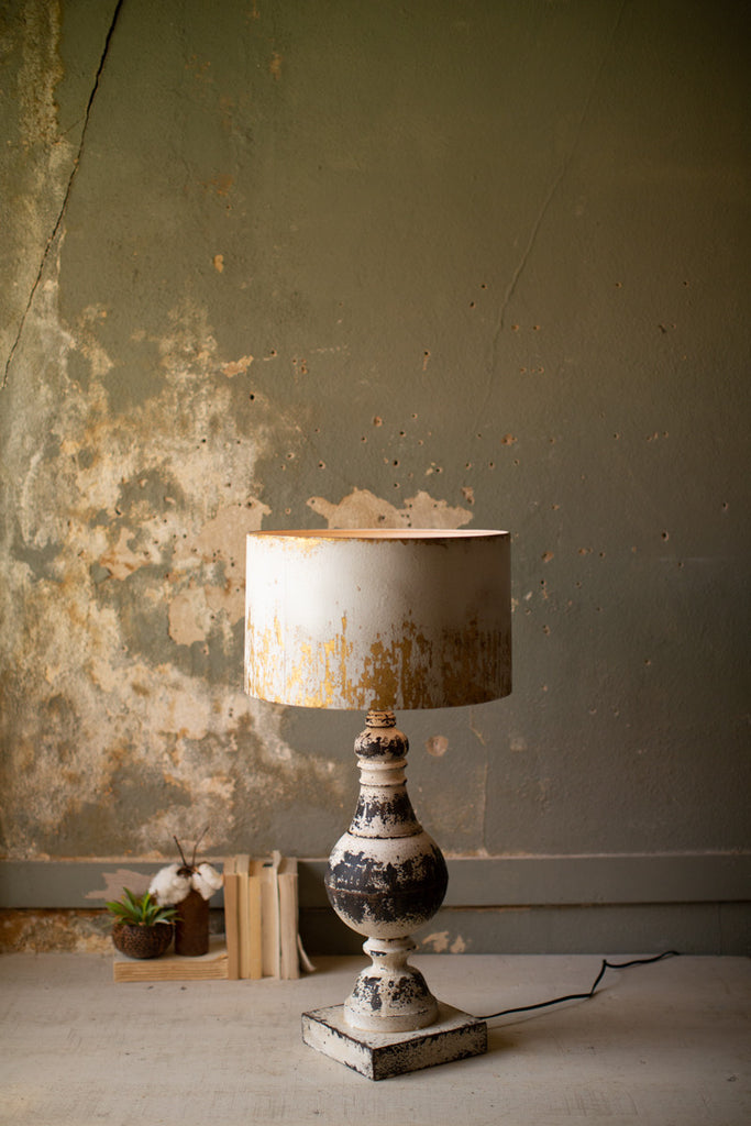 metal table top lamp with metal shade