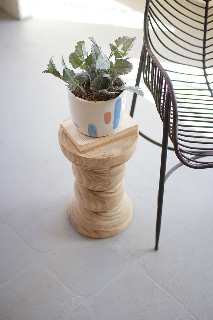 hand-carved wooden planter/pedestal