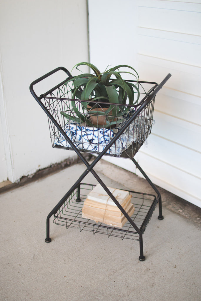 metal basket with stand