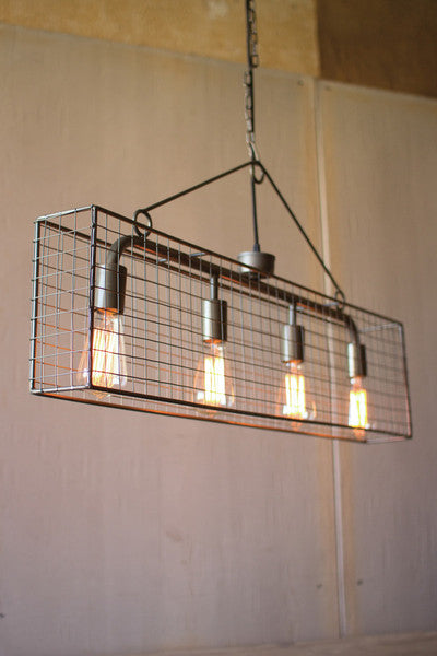 four bulb wire mesh horizontal pendant light