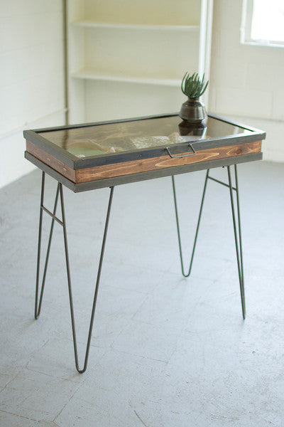 Display Table With Hinged Glass Top - Large