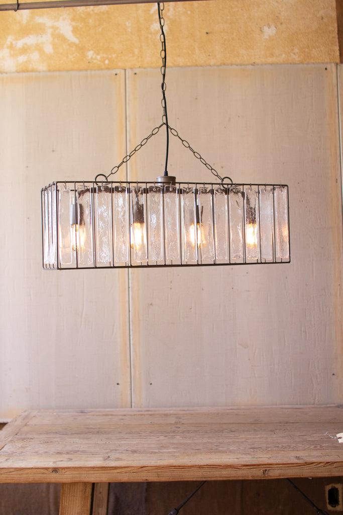 Rectangle Pendant Light With Glass Chimes