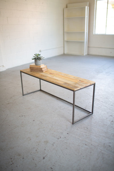 Iron & Recycled Wood Bench