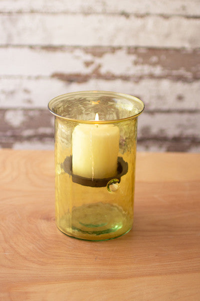 Mini Lemon Glass Candle Cylinders With Rustic Inserts - Small