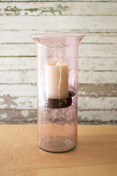 Original Lilac Candle Cylinder With Rustic Inserts - Large