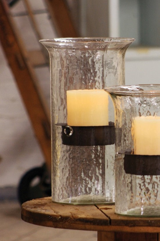Glass Candle Cylinder With Rustic Insert