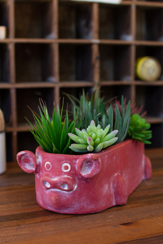 Long Oval Clay Pig Vessel