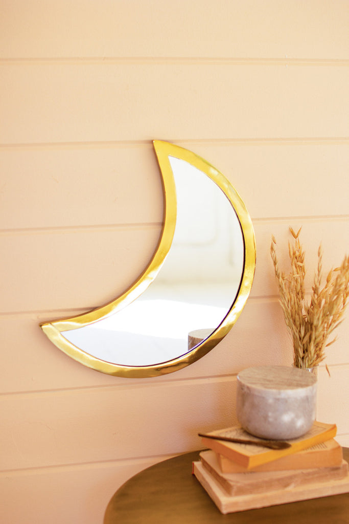 Brass Finish Moon Mirror