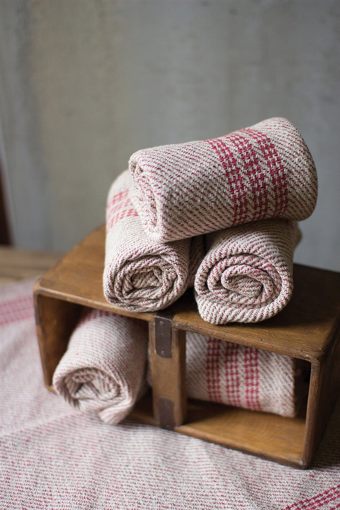 Red Cotton Kitchen Towels - Set of 6