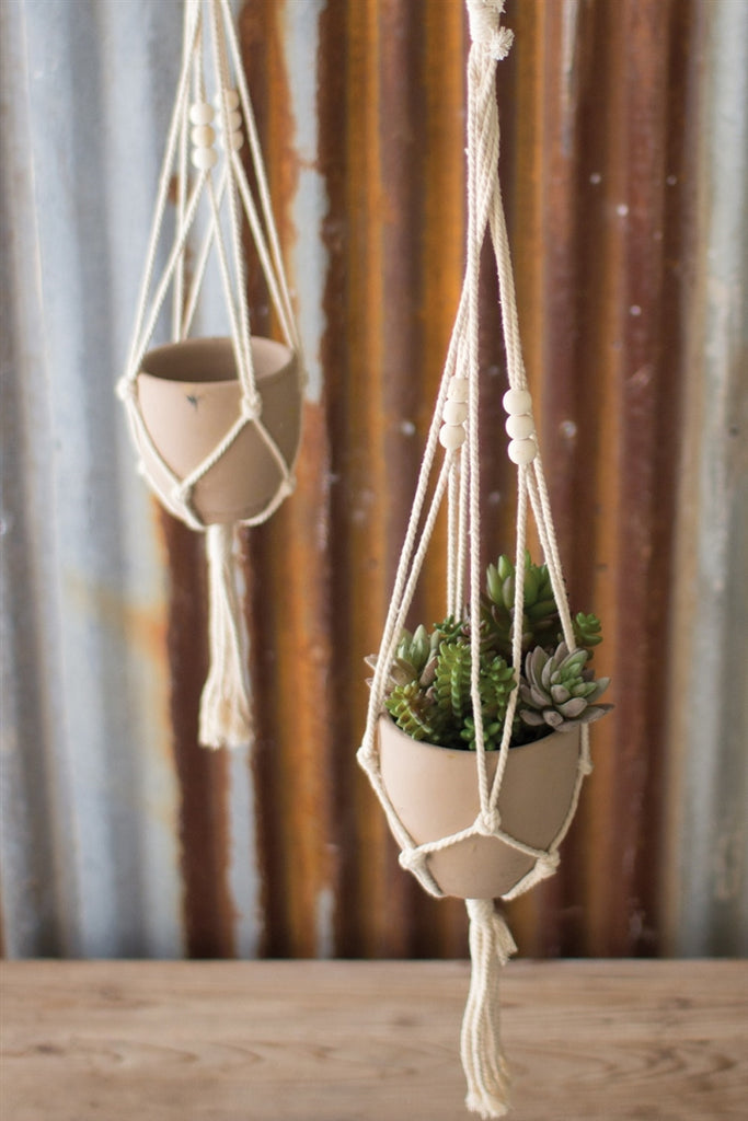 Cotton Macrame Hanger With Clay Pot - Set of 4