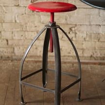 Metal Stool With Adjustable Red Top