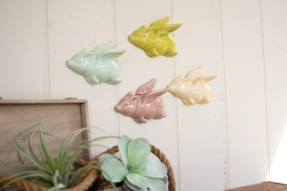 Ceramic Flying Pigs - Set of 4